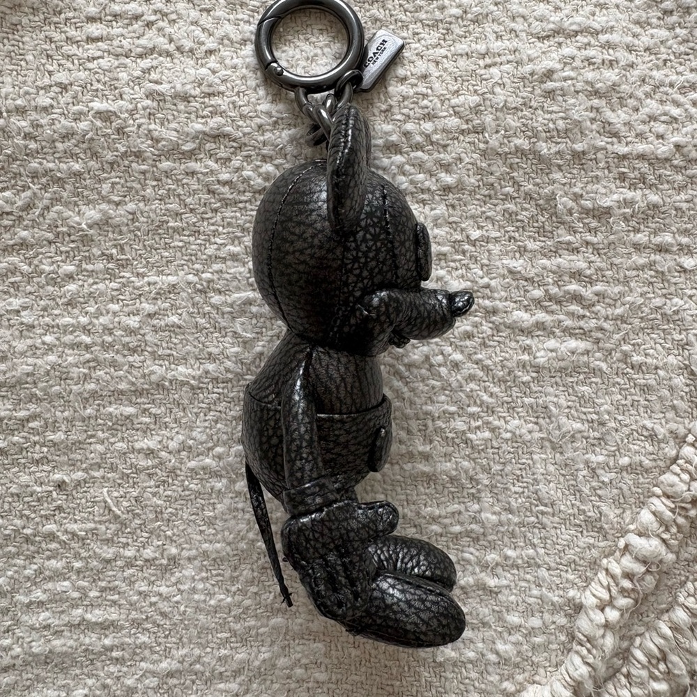Coach Black Textured Mickey Mouse Key Charm - Picture 2 of 4